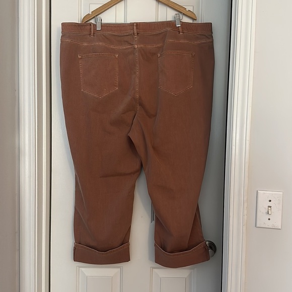 J Jill denim high rise cropped rust color jeans cuffed cotton blend size 28 - Picture 2 of 5